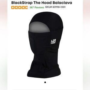 BlackStrap Adult The Hood Balaclava Facemask Solid Black New Without Tags